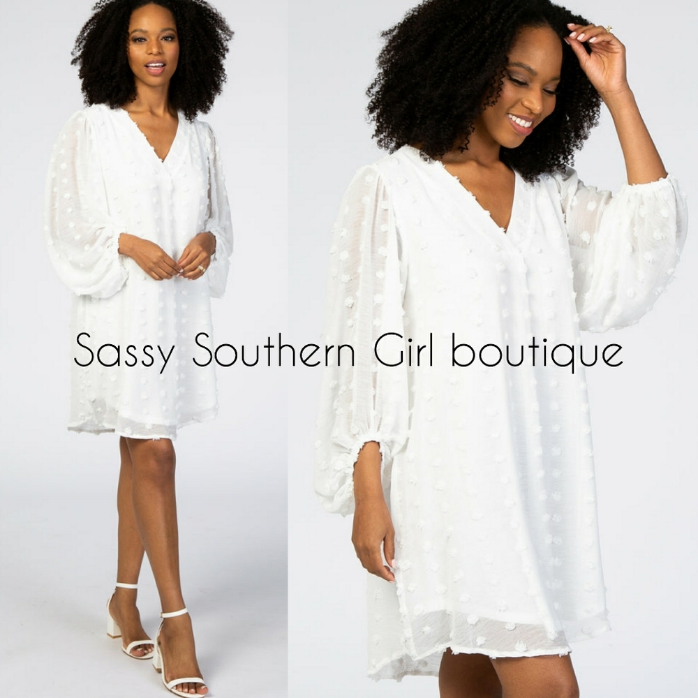 🆕⭐White swiss dot babydoll dress